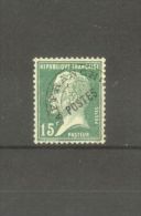FRANCE STAMP TIMBRE PREOBLITERE N° 65 \" PASTEUR 15c VERT \" NEUF Xx SUP - Andere & Zonder Classificatie
