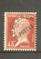 FRANCE STAMP TIMBRE PREOBLITERE N° 67 \" PASTEUR 45c ROUGE \" NEUF Xx TB - Otros & Sin Clasificación