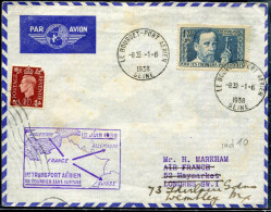 FRANCE - N° 385 / LETTRE AVION DU BOURGET LE 1/6/1938, POUR LONDRES, 1er VOL SANS SURTAXE POUR L'ANGLETERRE - TB - Primi Voli