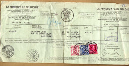 Assurance La Minerve De Belgique 423 426 528 Bruxelles - Lettres & Documents