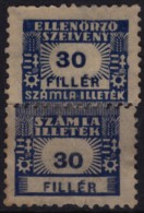 1947 Hungary - FISCAL BILL Tax - Revenue Stamp - 30 F - Used - Fiscale Zegels