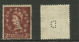 GB 1956 QE2 2d Wilding Perfins "D" Wmk 165 SG 543b..( C539 ) - Perfins