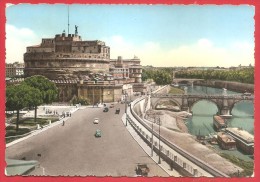 CARTOLINA VG ITALIA - ROMA - Ponte E Castel Sant'Angelo - ACQUARELLATA - 10 X 15 - ANNULLO  ROMA 1957 - Castel Sant'Angelo