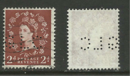 GB 1958 QE2 2d Wilding Perfins " G L C " Wmk 179 SG 573......( B113 ) - Gezähnt (perforiert)