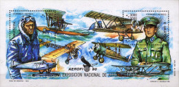 G)1990 ARGENTINA, AIRPLANE-PILOTS-WATER PLANE, AEROPHILATELY FIRST NATIONAL SHOW, S/S, MNH - Ongebruikt