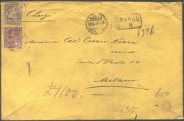 SWITZERLAND -SCHWEIZ  - CHARGE Letter - BASEL To MILANO  - 50 C Purpur + 1 Fr Gold - 1880 - RARE - Lettres & Documents