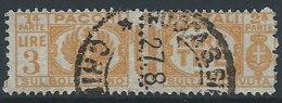 1927-32 REGNO USATO PACCHI POSTALI 3 LIRE - ED477 - Paketmarken