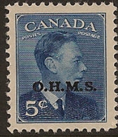 CANADA 1949 5c Blue KGVI OHMS SG O176 HM WL173 - Aufdrucksausgaben