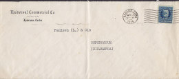 Cuba UNIVERSAL COMMERCIAL Co., HAVANA Habana 1925 Cover Letra To Denmark (2 Scans) - Lettres & Documents