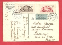 NY&T594+595 PRAGUE Vers  FRANCE  Le 1951(2 SCANS) - Covers & Documents