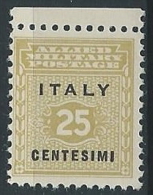 1943 OCCUPAZIONE ANGLO AMERICANA SICILIA 25 CENT MNH ** - ED512 - Occup. Anglo-americana: Sicilia