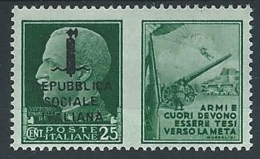 1944 RSI PROPAGANDA DI GUERRA 25 CENT MH * - ED506-2 - Propaganda Di Guerra