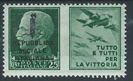 1944 RSI PROPAGANDA DI GUERRA 25 CENT MH * - ED506-4 - War Propaganda