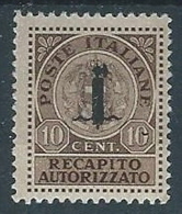 1944 RSI RECAPITO AUTORIZZATO 10 CENT MH * - ED485 - Eilsendung (Eilpost)