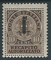 1944 RSI RECAPITO AUTORIZZATO 10 CENT MH * - ED507-2 - Express Mail