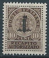 1944 RSI RECAPITO AUTORIZZATO 10 CENT MNH ** - ED485-7 - Poste Exprèsse