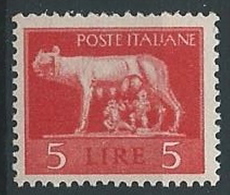 1945 LUOGOTENENZA 5 LIRE FILIGRANA RUOTA MNH ** - ED502 - Nuovi