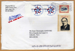 Enveloppe Cover Brief Via Air Mail San Jose To Ghlin Belgium - Covers & Documents