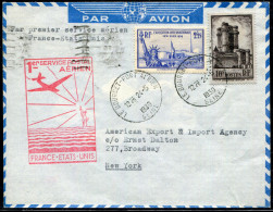 FRANCE - N° 393 + 426 / LETTRE DU BOURGET LE 24/5/1939, POUR NEW YORK, 1er VOL MARSEILLE NEW YORK, MULLER N° 451 - TB - Primi Voli