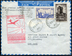 FRANCE - N° 393 + 426 / LETTRE DU BOURGET LE 24/5/1939, POUR NEW YORK, 1er VOL MARSEILLE NEW YORK, MULLER N° 451 - TB - First Flight Covers