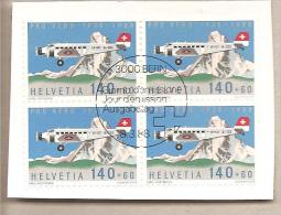 Svizzera - Serie Completa Usata In Quartina: Pro Aereo Su Frammento - 1988 * G - Used Stamps