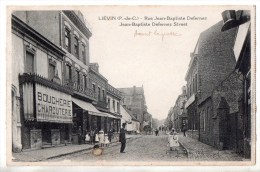 Liévin, Rue Jean-Baptiste Defernez, Cliché B. F., éd. Fauchois, Boucherie-charcuterie, Bon Diable, Augez-Breton - Lievin