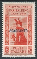 1932 EGEO SCARPANTO GARIBALDI 2,55 LIRE MH * - ED514 - Egée (Scarpanto)