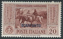 1932 EGEO SCARPANTO GARIBALDI 20 CENT MH * - ED514 - Egeo (Scarpanto)