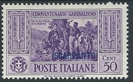 1932 EGEO SCARPANTO GARIBALDI 50 CENT MH * - ED514 - Ägäis (Scarpanto)