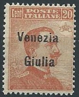 1918-19 VENEZIA GIULIA EFFIGIE 20 CENT MNH ** - ED522-2 - Venezia Giulia