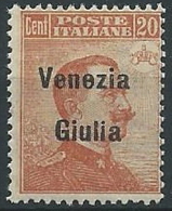 1918-19 VENEZIA GIULIA EFFIGIE 20 CENT MNH ** - ED522-5 - Vénétie Julienne