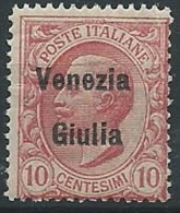 1918-19 VENEZIA GIULIA EFFIGIE 10 CENT MNH ** - ED523-3 - Vénétie Julienne