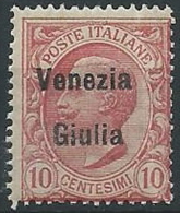 1918-19 VENEZIA GIULIA EFFIGIE 10 CENT MNH ** - ED523-4 - Vénétie Julienne