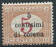 1919 TRENTO E TRIESTE SEGNATASSE 5 CENT MNH ** - ED525-2 - Trentin & Trieste