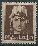 1945 LUOGOTENENZA 1,20 LIRE FILIGRANA RUOTA MNH ** - ED534 - Nuovi