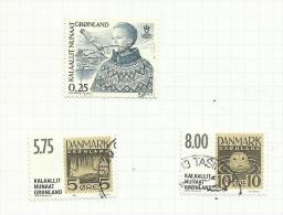 Groenland N°348, 350, 351 Cote 5.95 Euros - Oblitérés