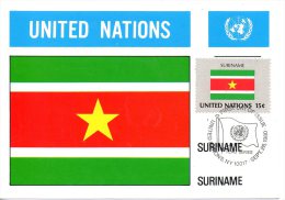 ONU New-York. N°321 De 1980 Sur Carte Maximum. Drapeau Du Surinam. - Autres & Non Classés