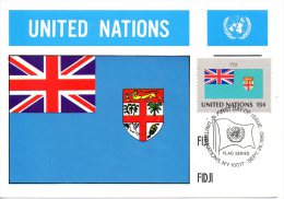 ONU New-York. N°318 De 1980 Sur Carte Maximum. Drapeau Des Fidji. - Autres & Non Classés