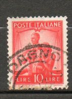 ITALIE  10l Vermillon 1945-48 N°497 - Afgestempeld