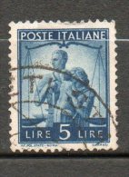 ITALIE  5l Bleu 1945-48 N°493 - Oblitérés