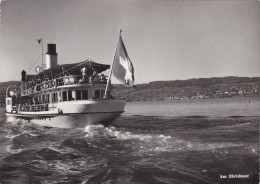 SUISSE,SWITZERLAND,SWISS, HELVETIA,SCHWEIZ,SVIZZERA ,ZURICH EN 1953,ZURI,ZURIGO,lac,am Zurichsee,bateau,drapeau, Croisie - Zürich