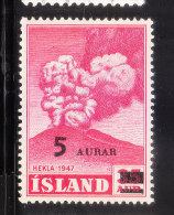 Iceland 1954 Surcharged 5a On 35a Volcano MNH - Unused Stamps