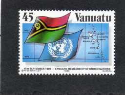 VANUATU :4 Ans De L'admission Du Vanuatu Aux Nations Unies (O.N.U.) : Drapeaux Du Vnuatu Et De L'O.N.U. - Vanuatu (1980-...)