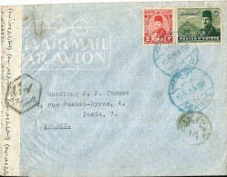 Lettre Du CAIRE Pour La France Avec Censure 1948 - Covers & Documents