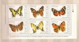 POLAND 1991 BUTTERFLIES & MOTHS Set BLOCK Of 6 MNH - Nuevos