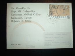 CARTE TP OISEAUX 500 + OBL. 30.?.64 + DR CHAO-CHE SU + KAOHSIUNG MEDICAL COLLEGE - Brieven En Documenten