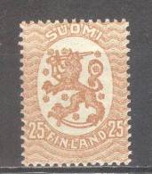 (SA0345) FINLAND, 1919 (Arms Of The Republic, 25p., Light Brown). Mi # 77. MNH** Stamp - Nuevos