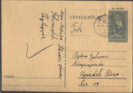 HUNGARY - CROATIA - BARANYA - OCCUPATION CARD - FOHERCEGLAK = KNEŽEVO To UJVIDEK - 1943 - Cartas & Documentos