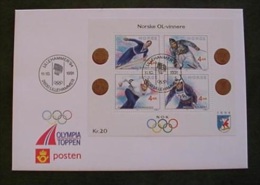 WINTER OLYMPIC GOLD MEDALS NORWAY NORGE NORWEGEN NORVÈGE 1991 MI BL 16 SKIING SKI JUMPING  SKATING - FDC - Hiver 1994: Lillehammer