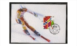 WINTER OLYMPIC NORWAY NORGE NORWEGEN NORVÈGE 1994 MI 1146 SKIING SLALOM - Olympic Stamp On Maximum Card - Winter 1994: Lillehammer